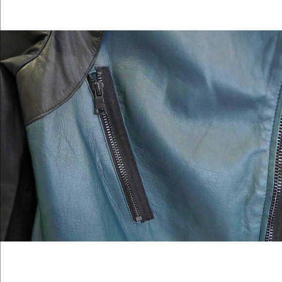 Robert Rodriguez teal and black leather jacket - Picture 8 of 11